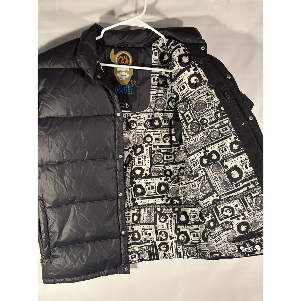 Vintage "Dub 68 Remix Series" Rapper Black Short Sleeve Puffer Jacket Men's L